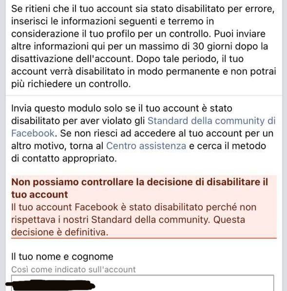 Facebook ban definitivo